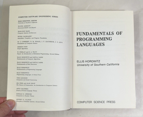 Fundamentals of Programming Languages by Ellis Horowitz (Hardcover) - First Ed. - Picture 2 of 9