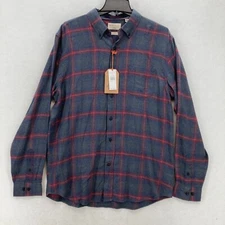 Weatherproof Vintage Luxe Flannel Shirt Mens Large Dark Forest Gray Red Plaid
