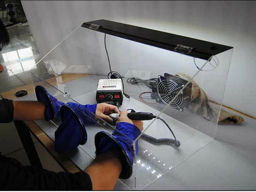 Dust Box 110V 3mm Fully Enclosed Electric Grinding Table Polisher Acrylic Cover - Picture 12 of 13