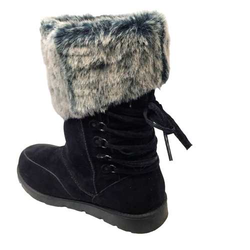 Rampage Aligner Boots Womens Black 9.5 Mid-Calf Lace Up Faux Fur Snow Winter - Picture 8 of 10