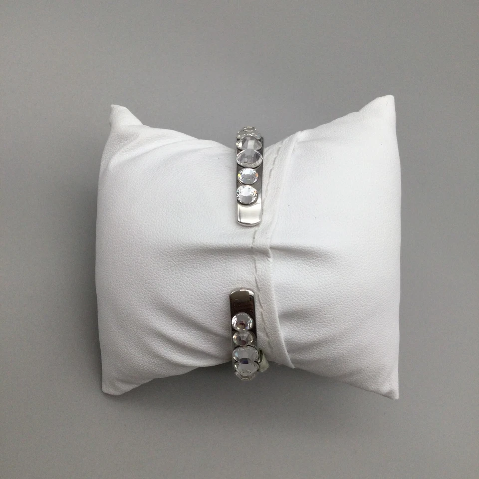 Geneva Watch Women Platinum Silver Tone MOP Dial Hinged Open Cuff New Battery - Image 3 of 4