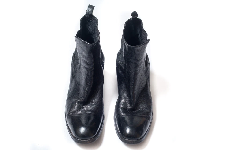 ALBERTO FASCIANI 女式黑色皮革前卫踝靴 37 1/2 码 — 第 4/4 张图片