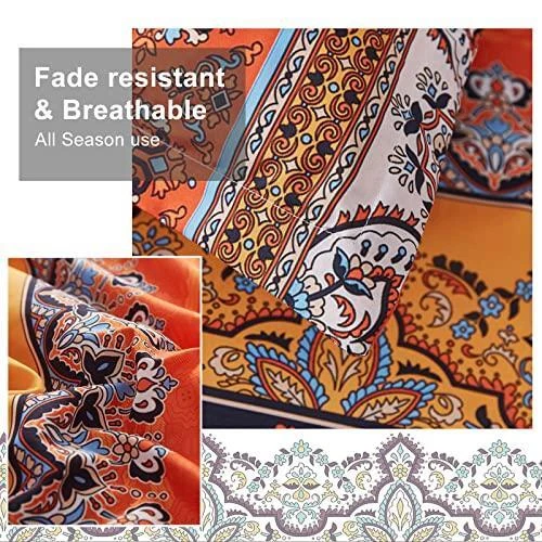 Juego de edredón bohemio tamaño queen 8 piezas cama en bolsa ropa de cama bohemia a rayas Foto 4 de 4