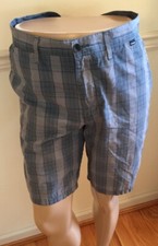 Men's Hurley Plaid Shorts Blue-Green Gray Shorts Size 32 B6775-00 MWS0002420