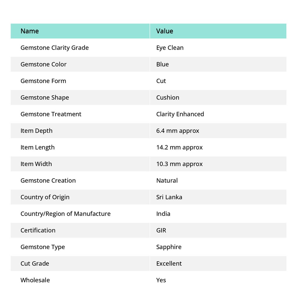 Sapphire Bracelets 7.90 Ct Blue Sapphire Cushion Cut Loose Gemstone