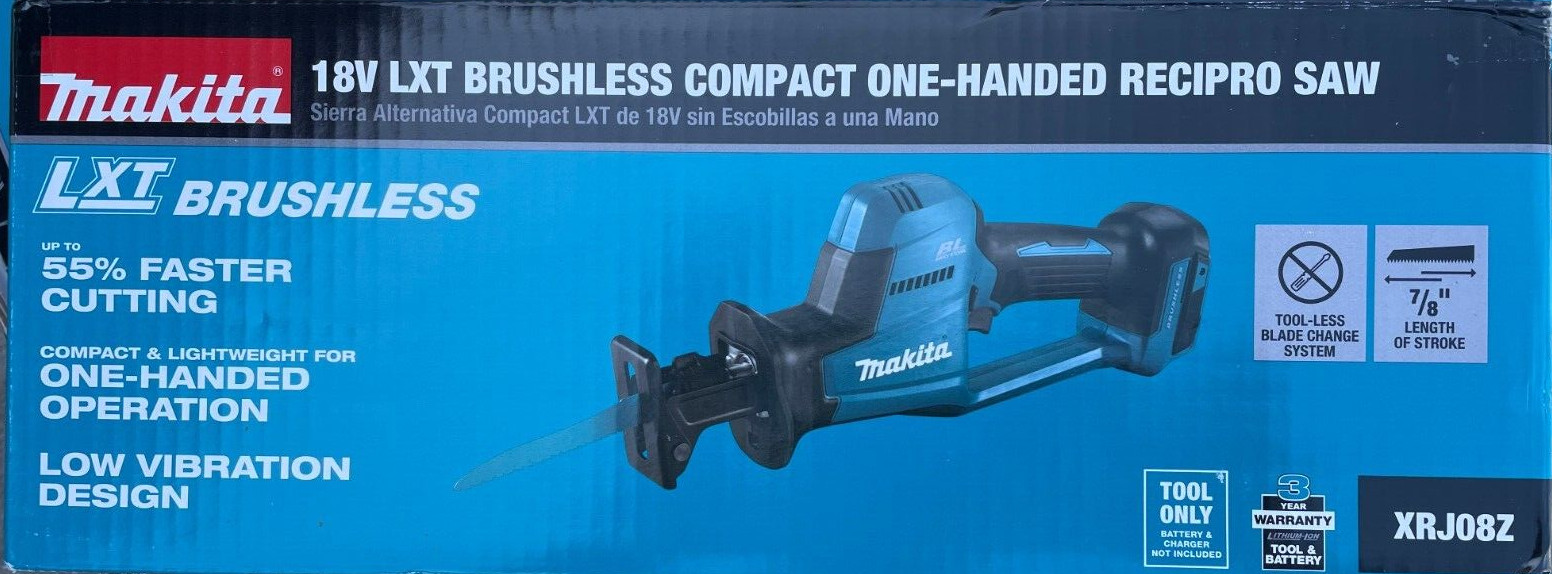 Makita XRJ08Z 18 volt LXT Brushless One-Handed Reciprocating Saw NEW in Box