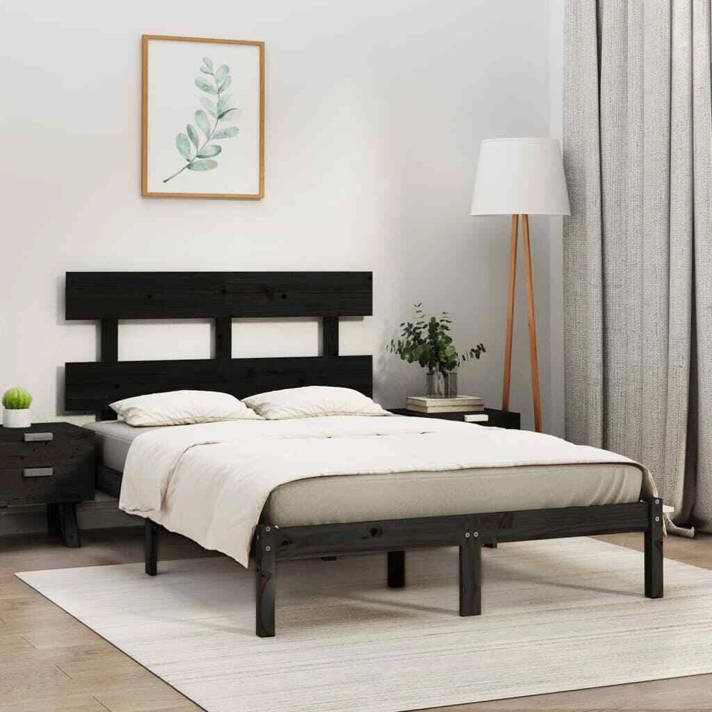 Bed Frame Black Solid Wood 180x200 cm Super King Size vidaXL