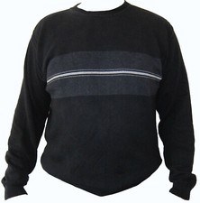 XL Nautica Black Gray White Stripe Sailboat Logo Cotton Roomy Crewneck Sweater