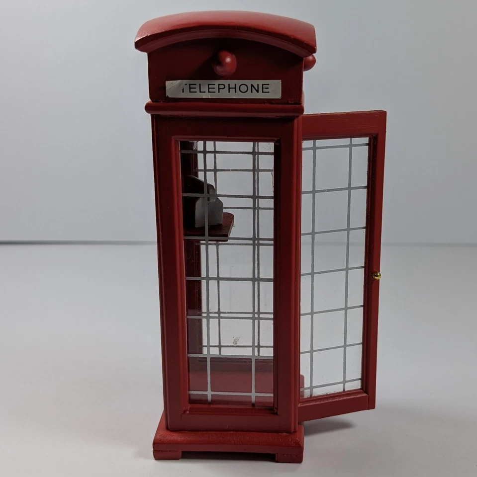 Dollhouse Red Old-Fashioned Public Telephone Booth 1:12 Miniature Decor - Image 4 of 4