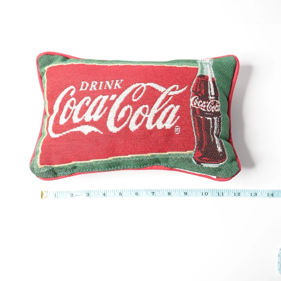 Coca Cola Mini Pillow Drink Embroidered Tapestry Throw Accent Lumbar Retro - Image 3 of 4