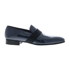 Di Bianco Andria Patent Tuxedo Mens Blue Loafers  Slip Ons Casual Shoes