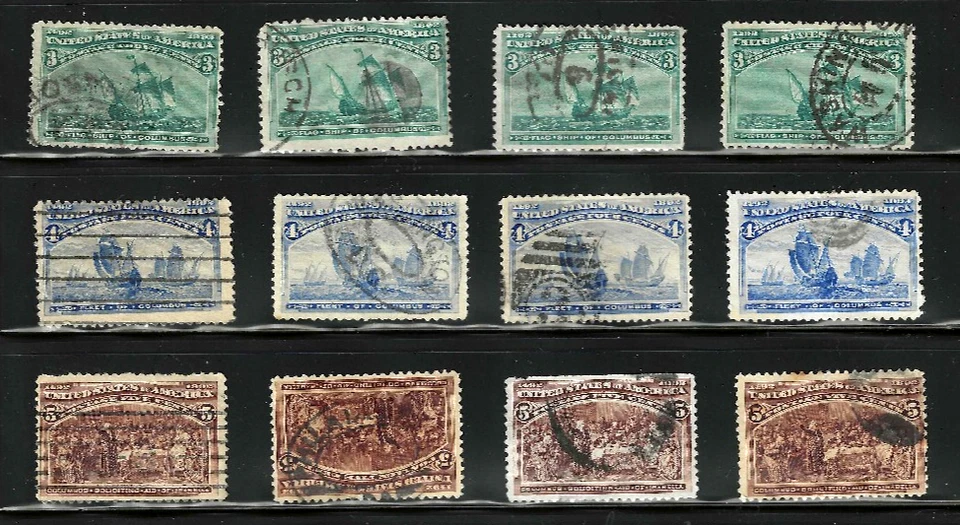 Sc #230 231 232 233 234 236 Collection  1-10 Cent Columbians 1893 $200 US 96B1 - Image 3 of 4