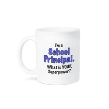 3dRose, Im a school principal what is your superpower. Blue., Mug