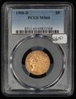 1908-D G$5 Indian Head Gold Half Eagle - PCGS MS 60 - SKU-G6151