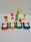 Vintage Fisher Price Little People Parking Garage Cars And Traffic Signs