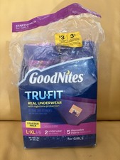 Goodnites TRU-FIT Underwear Nighttime Protection Starter Pack Girls L / XL