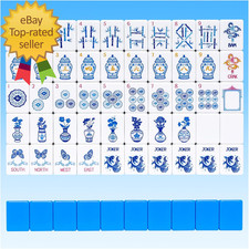 Light Blue Mahjong Tile Set 1 2 160 Engraved Tiles with Mahjong Tiles Bag and M