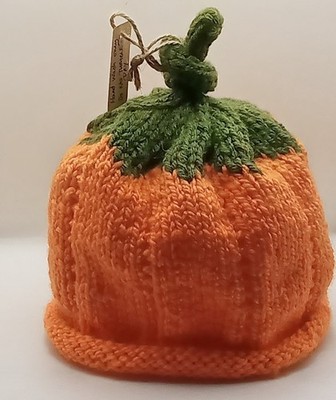 Süße Kürbis Baby Beanie Mütze 3 Jahre plus ca. handgestrickt Neu