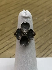 Vintage Stuart NYE Sterling Silver 925 Adjustable Dogwood Flower Ring Size 4