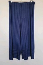 NWT Zara Trafaluc Womens Blue Wide Leg Cropped Pull On Pants High Rise Stretch M
