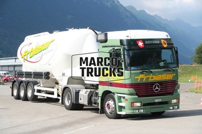 LKW Foto Mercedes-Benz Actros Silo-Sattelauflieger Schweiz grün fr blaser #j8ls