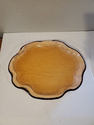 Fire & Light Recycled Art Glass Copper Lily Pad Platter 16'' Across