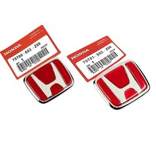 Front Rear Red H Emblem Fit For Honda Civic 96-00 Accord 92-95 Prelude 92-01