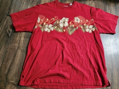 Mens XXL Boca Classics Santa Claus Christmas Lights Aloha Hawaiian T Shirt