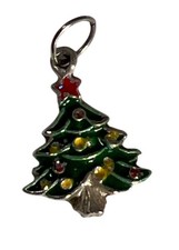 Christmas Tree Charm Pendant Silver Tone Hikiday Party Event Gift