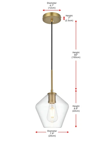 Living District Gene 8" Pendant Clear Shade In Satin Gold - Picture 9 of 10