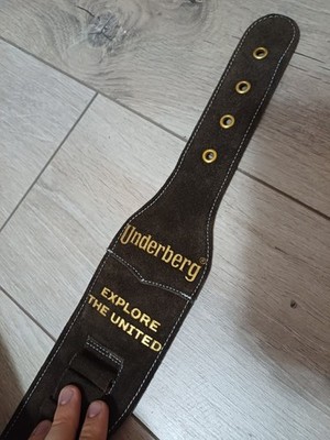 47'' RARE UNDERBERG LEATHER SUEDE GUN BELT BUCKLE BEER