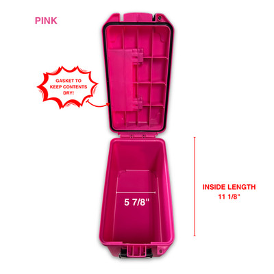 Pink Waterproof Dry Box Storage Case w/ Gasket Seal Handle Camping Ammo