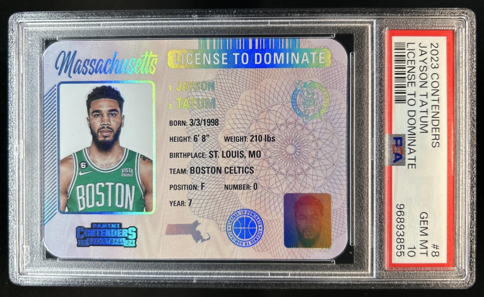 2023-24 Panini Contenders Jayson Tatum License to Dominate SP #8 Celtics PSA 10