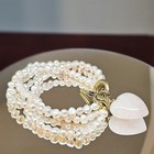 Freshwater Pearl Bracelet Gold Tone Toggle Closure Rose Quartz Heart 3 Strands