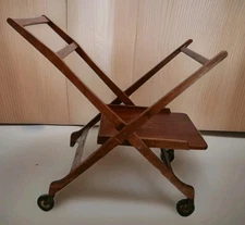 VTG Mid Century Modern Rolling Serving Cart Tea Bar Foldable NASCO ? Barware