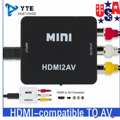 HDMI to RCA AV Converter 1080P HDMI to Composite CVBS Adapter NTSC PAL