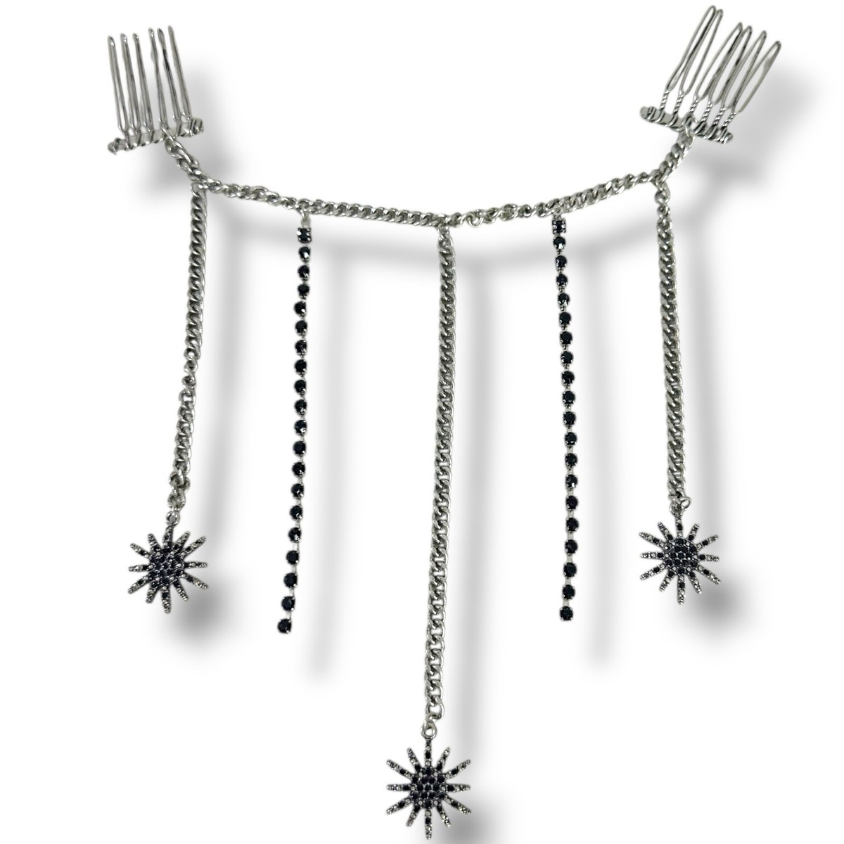 Free People Majestic Hair Piece Silver Black Bohemian  display picture 2