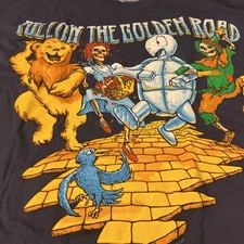 Grateful Dead T Shirt Liquid Blue Follow The Golden Road Short Sleeve Navy XL