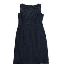 Lauren Ralph Lauren Sheath Dress Womens 4 Navy Blue Faux Suede Sleeveless NWT