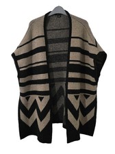 ATMOSPHERE Black & Beige Poncho / Wrap / Shawl / Cape Womens Size Large 