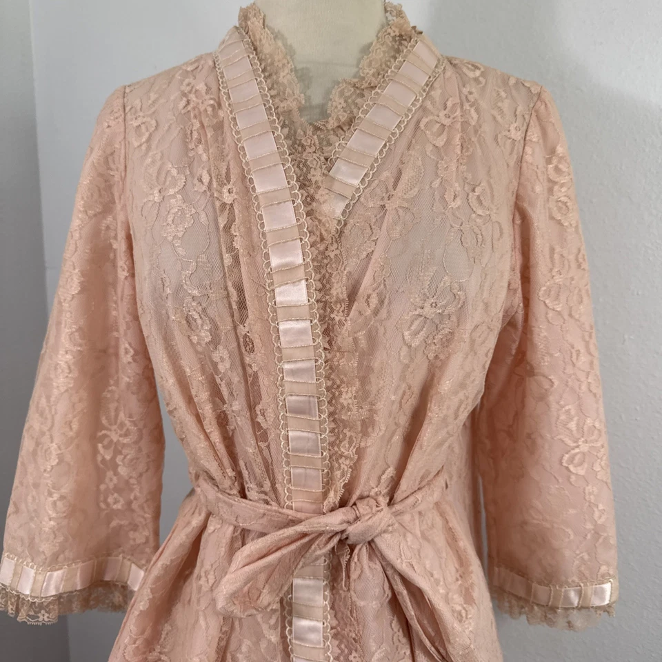 Odette Barsa Robe 女式 M 蕾丝 Peignoir 爱德华维多利亚睡衣 — 第 2/4 张图片