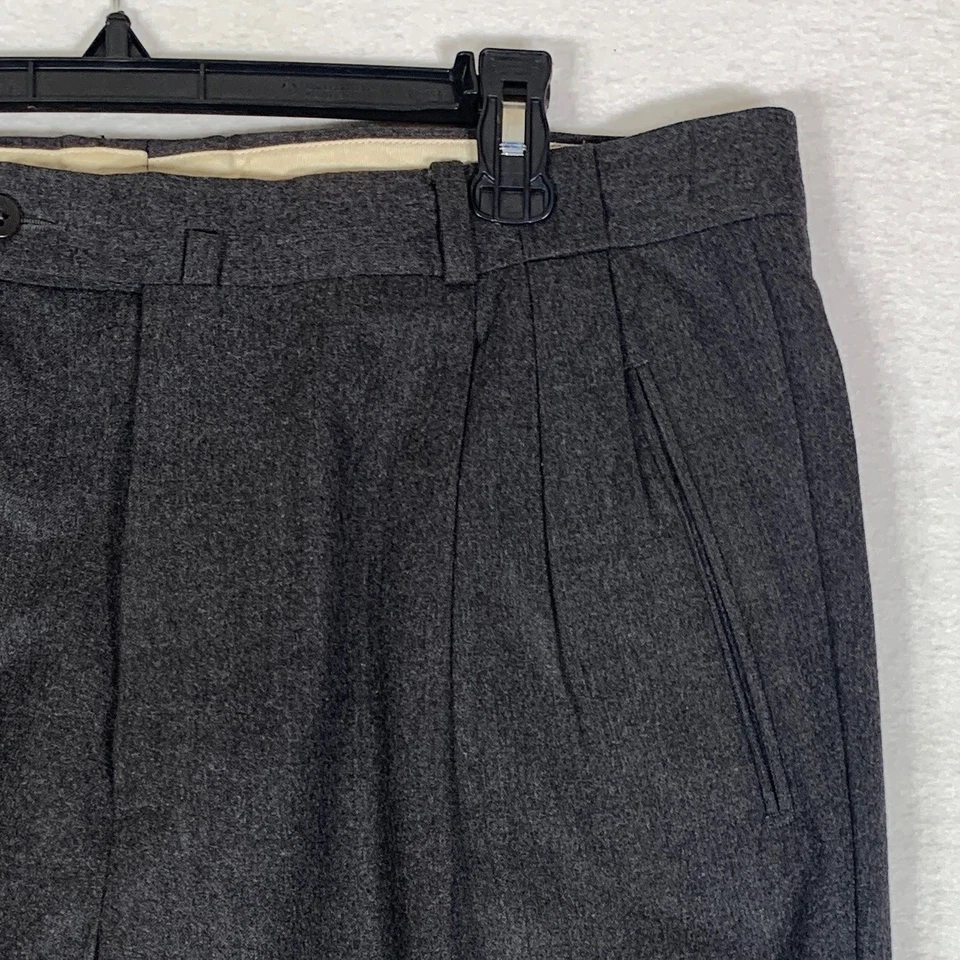 Pantalones de vestir de lana Incotex Super 120s 34x32 gris plisado con puños hechos en Italia Foto 4 de 4