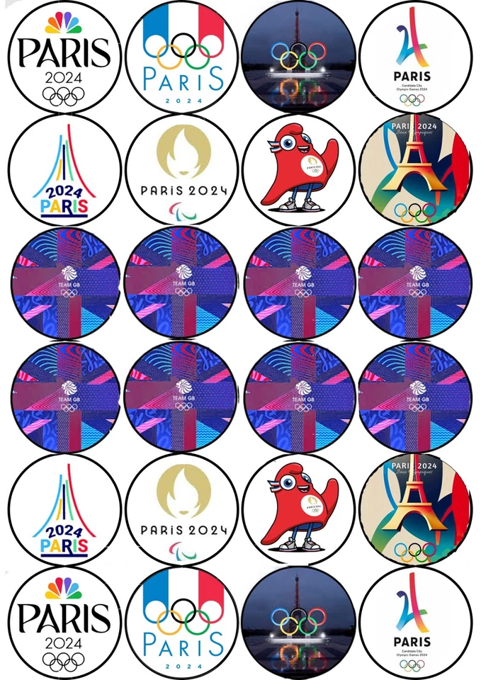 24 Edible Rice Paper Cake Decorations - Paris Olympics 24 - Image 1 of 1