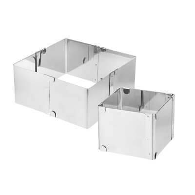 ADJUSTABLE SQUARE BAKING MOLD FOR CAKES AND SALADS, 10 18 CM 3.9 7.1 IN, H-18 CM