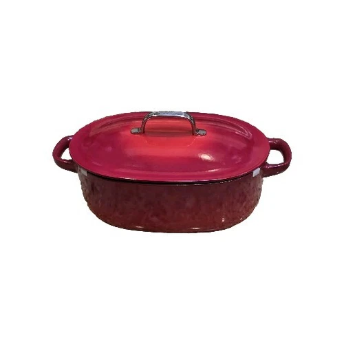 VTG Williams Sonoma STAUB Cocotte Oval Dutch Oven Cherry Red 6.75 Q Cast Iron 