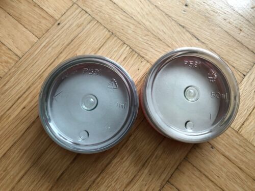 2 x leere Dosen für je 50 ml Kosmetikdosen Kunststoff Transparent Rosa Deckel - Bild 3 von 5