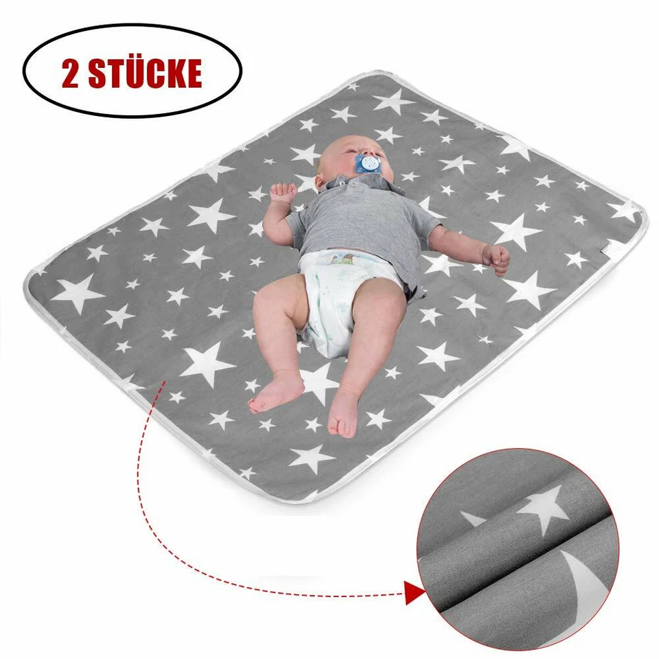2 Stücke Waschbar Wickelunterlage für Babys und Kleinkinder (XL - 80 x 110 cm)