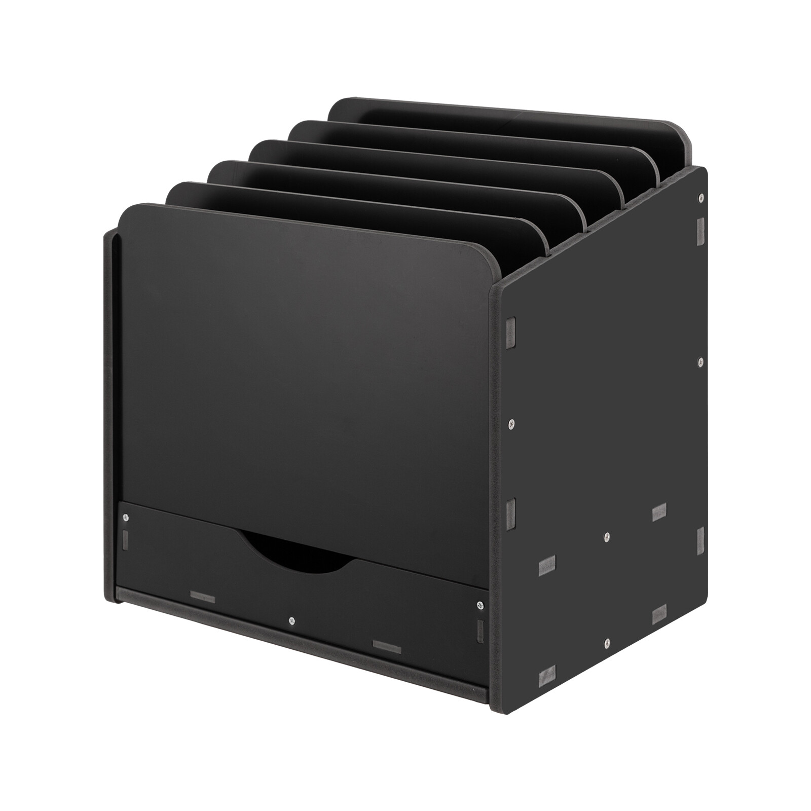 Desktop Mail Sorter File Organizer Black with Drawer Paper Storage