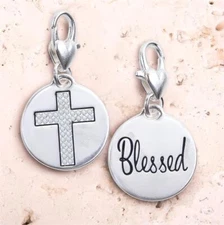 Amanda Blu Crystal Cross Silver 1-Tone Medallion