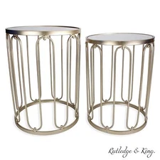 Rutledge & King Braswell Accent Table Set - Metal End Table with Mirror Top